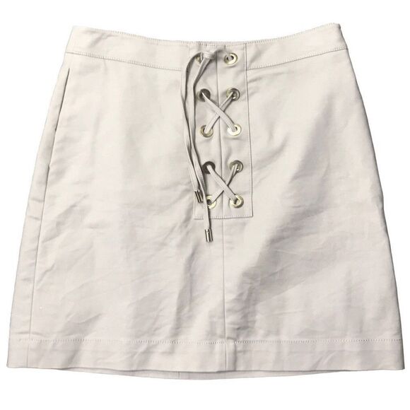 Michael Michael Kors Tan Lace-Up Mini Skirt Size 2 Y2K Corset Punk Mini Edgy Alt - Picture 1 of 4